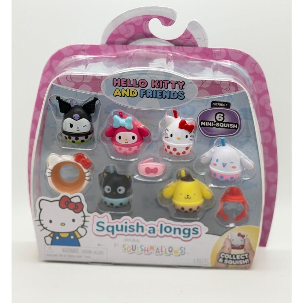 Hello Kitty & Friends Squish-A-Longs Series 1 Mini Squish Collectible Set - 9 Pi